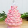 10 Inch Pink Ceramic Christmas Tree Decoration