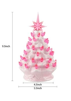 10 Inch Pink Ceramic Christmas Tree Decoration -Kurt Adler Shop 10 inch pink ceramic christmas tree decoration alt 4