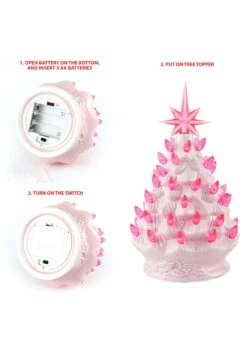 10 Inch Pink Ceramic Christmas Tree Decoration -Kurt Adler Shop 10 inch pink ceramic christmas tree decoration alt 5