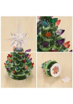 10 Inch Tabletop Ceramic Christmas Tree Decoration -Kurt Adler Shop 10 inch tabletop ceramic christmas tree decoration alt 4