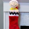 Kurt Adler 21" Charlie Brown Plush Head Christmas Stocking