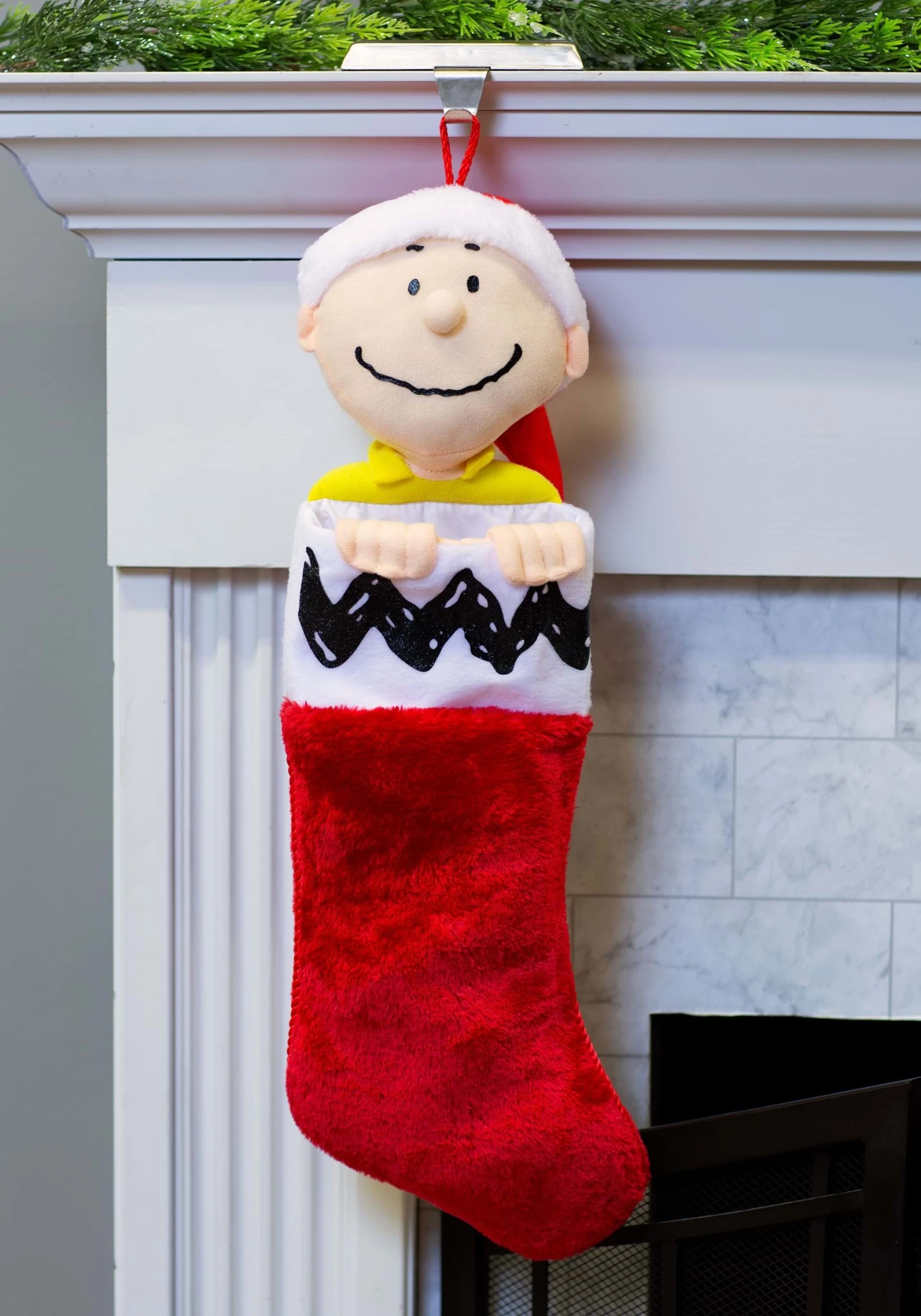 Kurt Adler 21" Charlie Brown Plush Head Christmas Stocking 1 Kurt Adler 21" Charlie Brown Plush Head Christmas Stocking