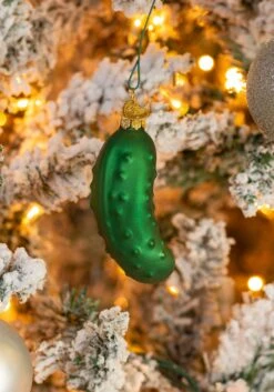 3 Inch Pickle Glass Christmas Ornament