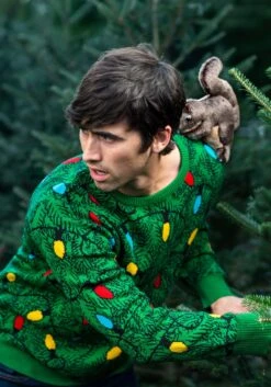 Adult 3D Squirrel In The Christmas Tree Unisex Ugly Sweater -Kurt Adler Shop adult 3d squirrel in the christmas tree ugly sweat alt 4