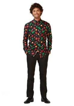 Opposuits Adult Christmas Icons Button Up Shirt