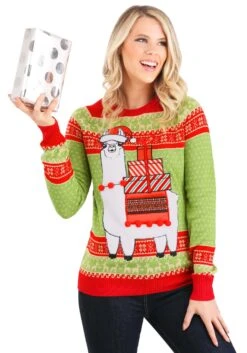Adult Christmas Llama Unisex Ugly Sweater -Kurt Adler Shop adult christmas llama ugly sweater alt 4