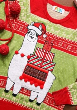 Adult Christmas Llama Unisex Ugly Sweater -Kurt Adler Shop adult christmas llama ugly sweater alt 5