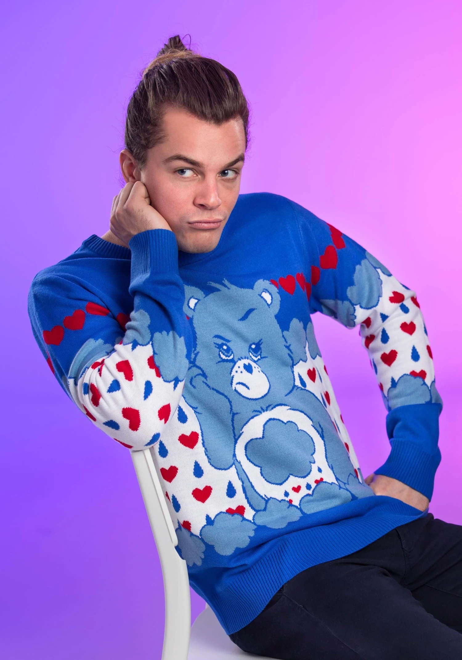 Adult Grumpy Bear Care Bears Ugly Christmas Sweater 2 Adult Grumpy Bear Care Bears Ugly Christmas Sweater - Image 2