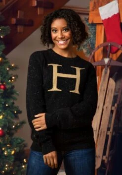 Harry Potter "H" Christmas Sweater For Adults -Kurt Adler Shop adult harry potter h christmas sweater alt 6