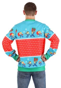 Adult Mega Man Christmas Sweater 10 Adult Mega Man Christmas Sweater -Kurt Adler Shop adult megaman christmas sweater alt 4