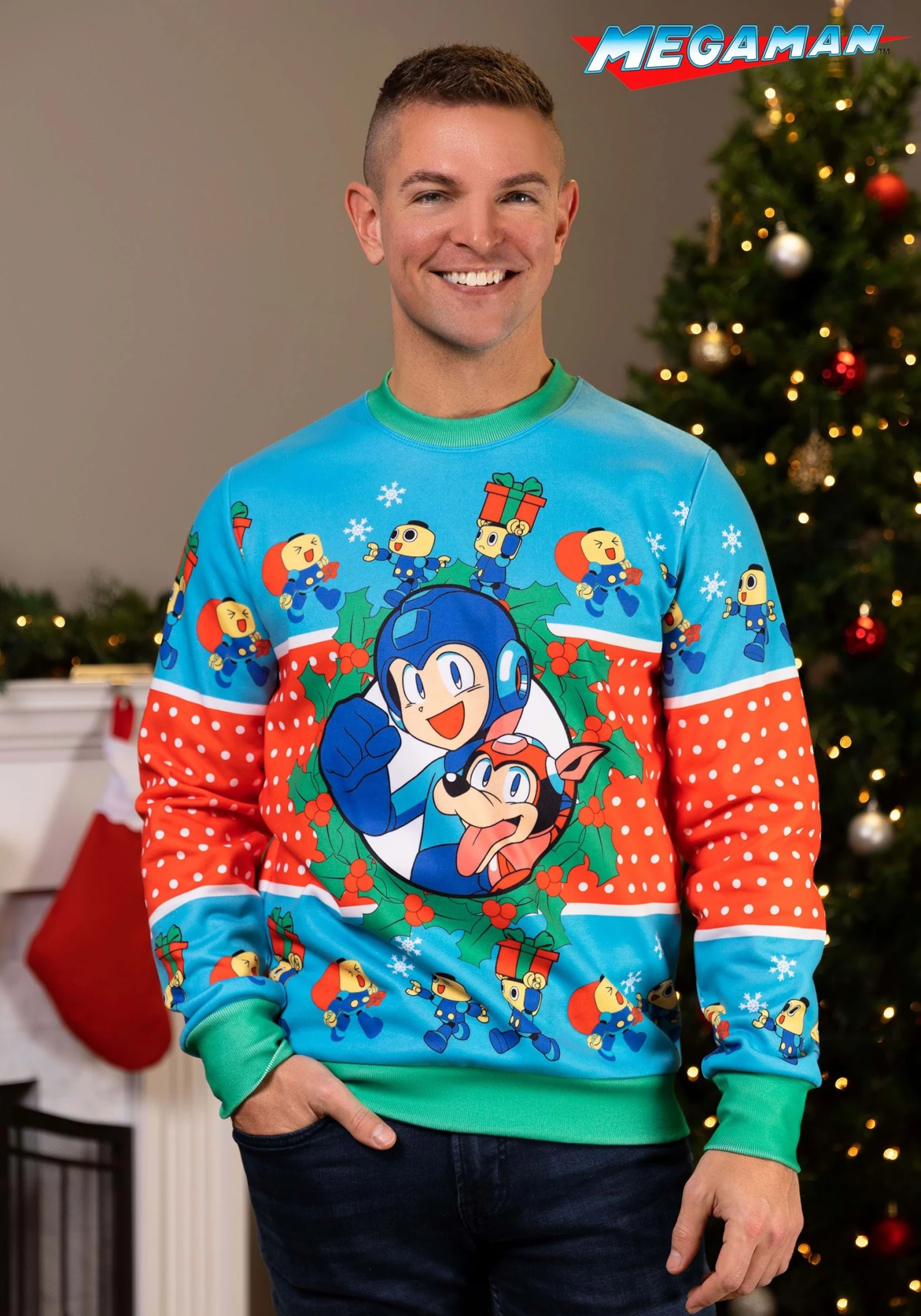 Adult Mega Man Christmas Sweater 1 Adult Mega Man Christmas Sweater