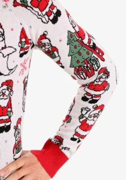Adult Repeating Santa Pattern Unisex Ugly Christmas Sweater -Kurt Adler Shop adult repeating santa pattern unisex ugly christmas sweater 3