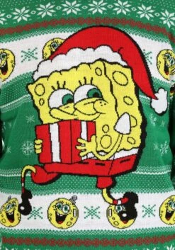 Adult Spongebob Present Ugly Christmas Sweater -Kurt Adler Shop adult spongebob present ugly christmas sweater alt 2