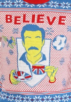 Adult Ted Lasso Believe Ugly Christmas Sweater -Kurt Adler Shop adult ted lasso believe ugly christmas sweater alt 2