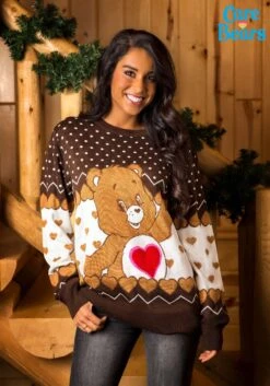 Adult Tenderheart Bear Care Bears Ugly Christmas Sweater -Kurt Adler Shop adult tenderheart bear care bears ugly christmas s alt 5