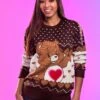Adult Tenderheart Bear Care Bears Ugly Christmas Sweater