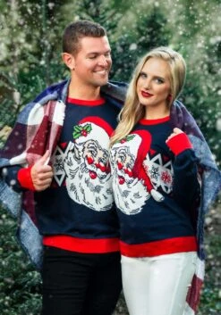 Adult Vintage Santa Unisex Ugly Christmas Sweater -Kurt Adler Shop adult vintage santa ugly christmas sweater alt 5