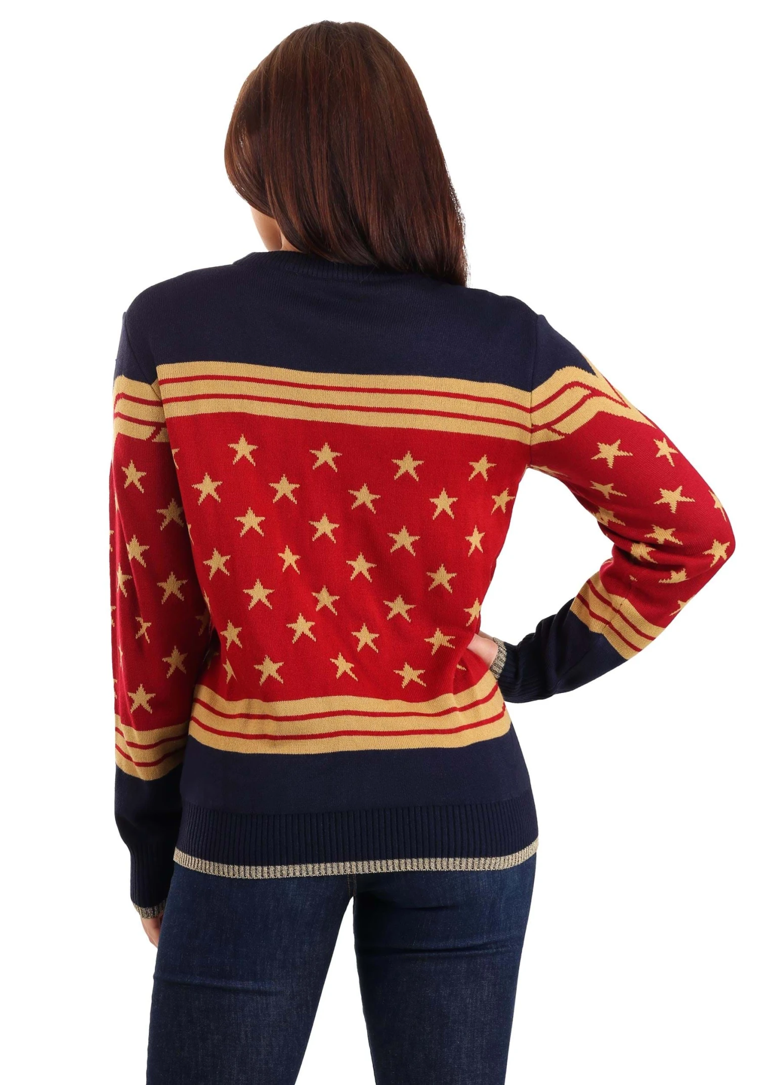 Adult Wonder Woman Dark Blue Ugly Christmas Sweater 5 Adult Wonder Woman Dark Blue Ugly Christmas Sweater - Image 5
