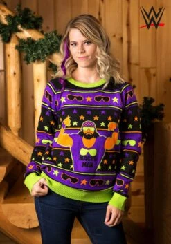 Adult WWE Macho Man Ugly Christmas Sweater -Kurt Adler Shop adult wwe macho man ugly christmas sweater alt 3
