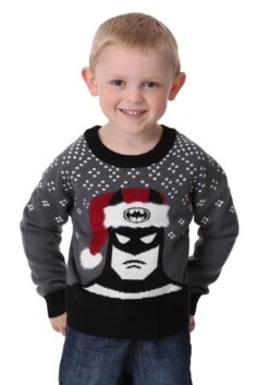Batman Holiday Hat Kids Ugly Christmas Sweater -Kurt Adler Shop batman holiday hat kids ugly christmas sweater4