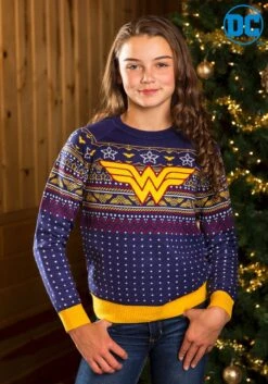 Child Wonder Woman Navy Ugly Christmas Sweater