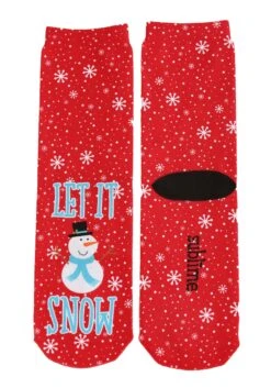 Christmas Snowman Let It Snow Adult Crew Socks