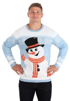 Friendly Snowman Adult Ugly Christmas Sweater -Kurt Adler Shop friendly snowman ugly christmas sweater alt 4