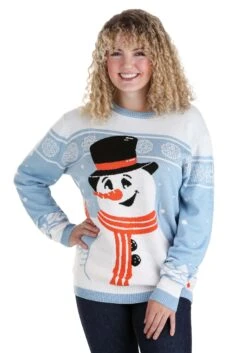 Friendly Snowman Adult Ugly Christmas Sweater -Kurt Adler Shop friendly snowman ugly christmas sweater alt 5