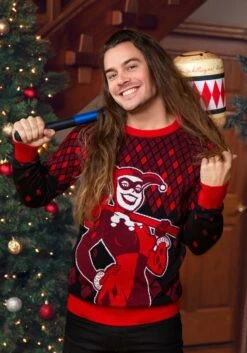 Adult Harley Quinn Hammer Time Ugly Christmas Sweater -Kurt Adler Shop harley quinn hammer time ugly christmas sweater alt 8