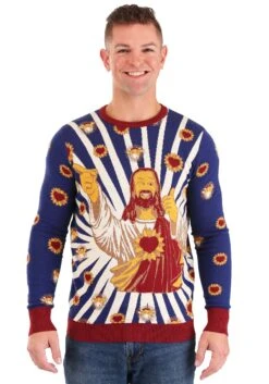 Jay And Silent Bob Buddy Christ Jesus Ugly Christmas Sweater -Kurt Adler Shop jay and silent bob buddy christ ugly sweater alt 5