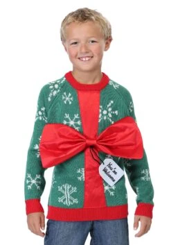 Kid's Present Ugly Christmas Sweater -Kurt Adler Shop kids present holiday sweater 1