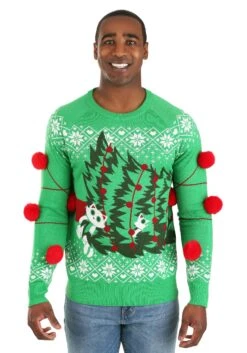 Kitty Trouble Ugly Christmas Sweater For Adults -Kurt Adler Shop kitty trouble ugly christmas sweater for adults 2