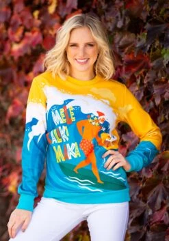 Mele Kalikimaka Surfing Santa Ugly Christmas Sweatshirt
