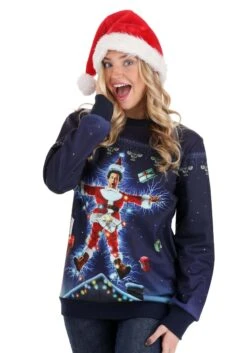 Christmas Vacation Ugly Sweater Sweatshirt For Adults -Kurt Adler Shop movie poster christmas vacation ugly sweatshirt alt 2