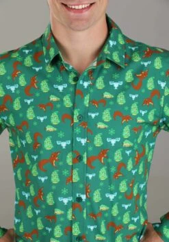 Adult National Lampoons Christmas Vacation Button Up Shirt -Kurt Adler Shop national lampoons christmas vacation button up shi alt 3