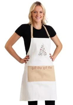 Puppy Christmas Tree Embroidered Apron
