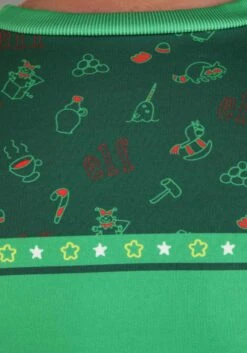 Santa's Coming Elf Ugly Christmas Sweatshirt For Adults -Kurt Adler Shop santas coming elf ugly christmas sweatshirt alt 3