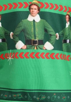 Santa's Coming Elf Ugly Christmas Sweatshirt For Adults -Kurt Adler Shop santas coming elf ugly christmas sweatshirt alt 4