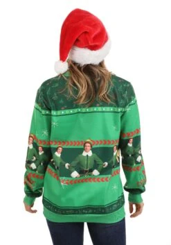 Santa's Coming Elf Ugly Christmas Sweatshirt For Adults -Kurt Adler Shop santas coming elf ugly christmas sweatshirt alt 5