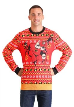 The Incredibles Adult Red Ugly Christmas Sweater -Kurt Adler Shop the incredibles adult red ugly christmas sweater 2