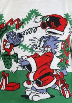 Tom And Jerry Scenic Adult Ugly Christmas Sweater -Kurt Adler Shop tom and jerry scenic adult ugly christmas sweater alt 2