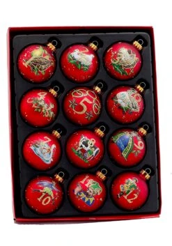 Kurt Adler Twelve Days Of Christmas Glass Ball Ornament 12 Piece Set