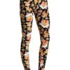 Ugly Christmas Gingerbread Pattern Print Black Leggings