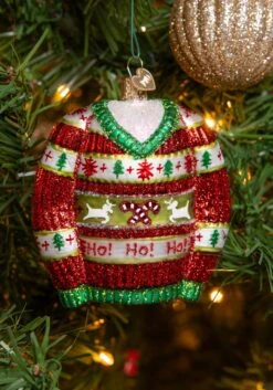 Ugly Christmas Sweater Glass Ornament