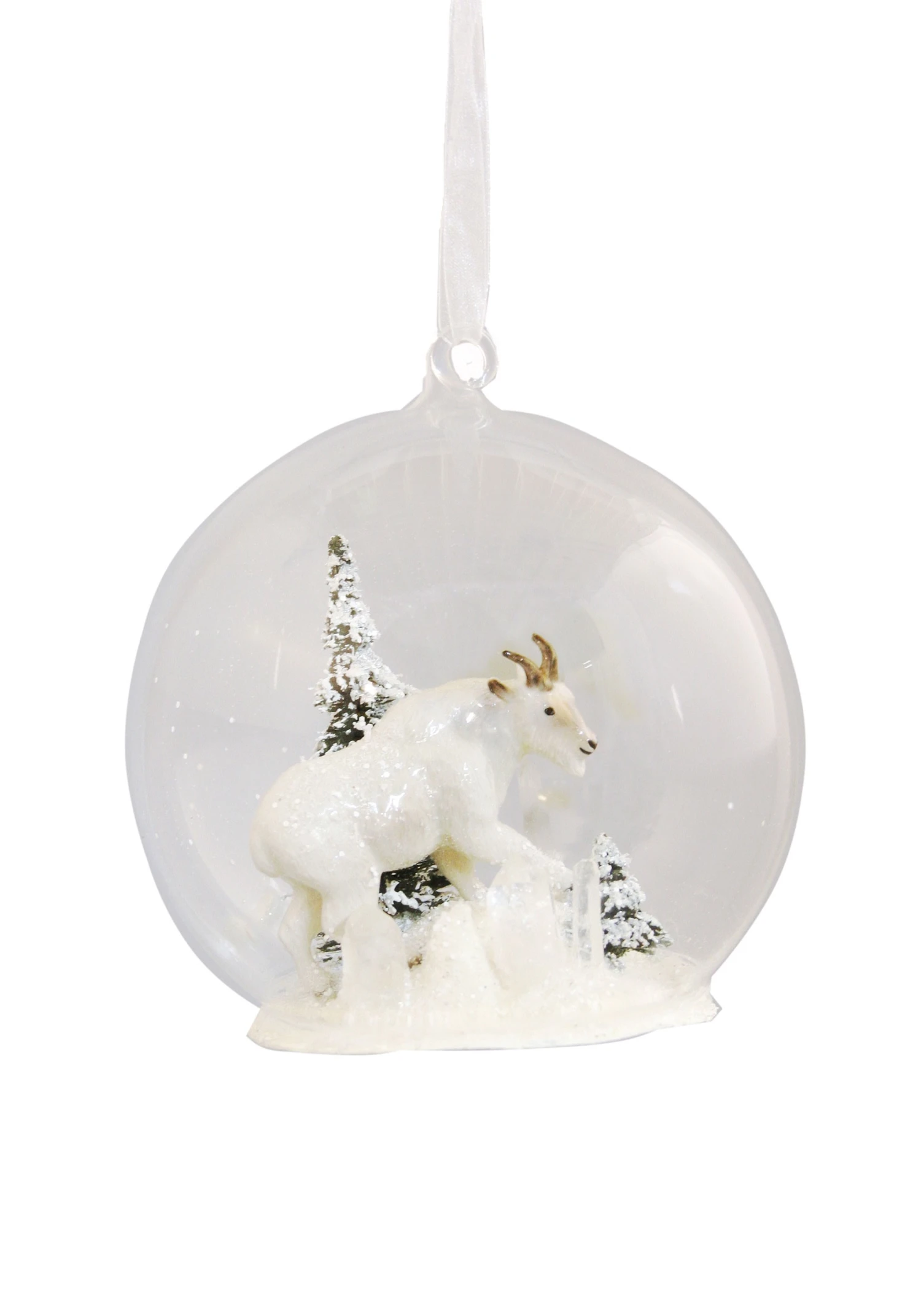 Winter Mountain Goat Glass Globe Christmas Ornament 1 Winter Mountain Goat Glass Globe Christmas Ornament