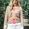 Womens Gingerbread House Ugly Christmas Sweater