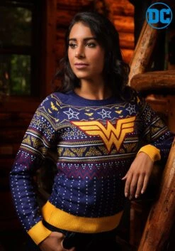 Wonder Woman Women's Navy Ugly Christmas Sweater